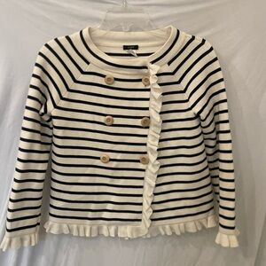 J Crew white and black stripes sweater/ jacket small